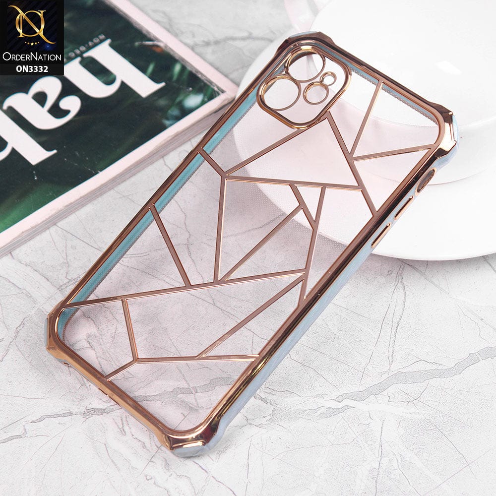 iPhone 11 Cover - Sky Blue -  Smart Mosaic Marble color Borders Transparent Soft Case