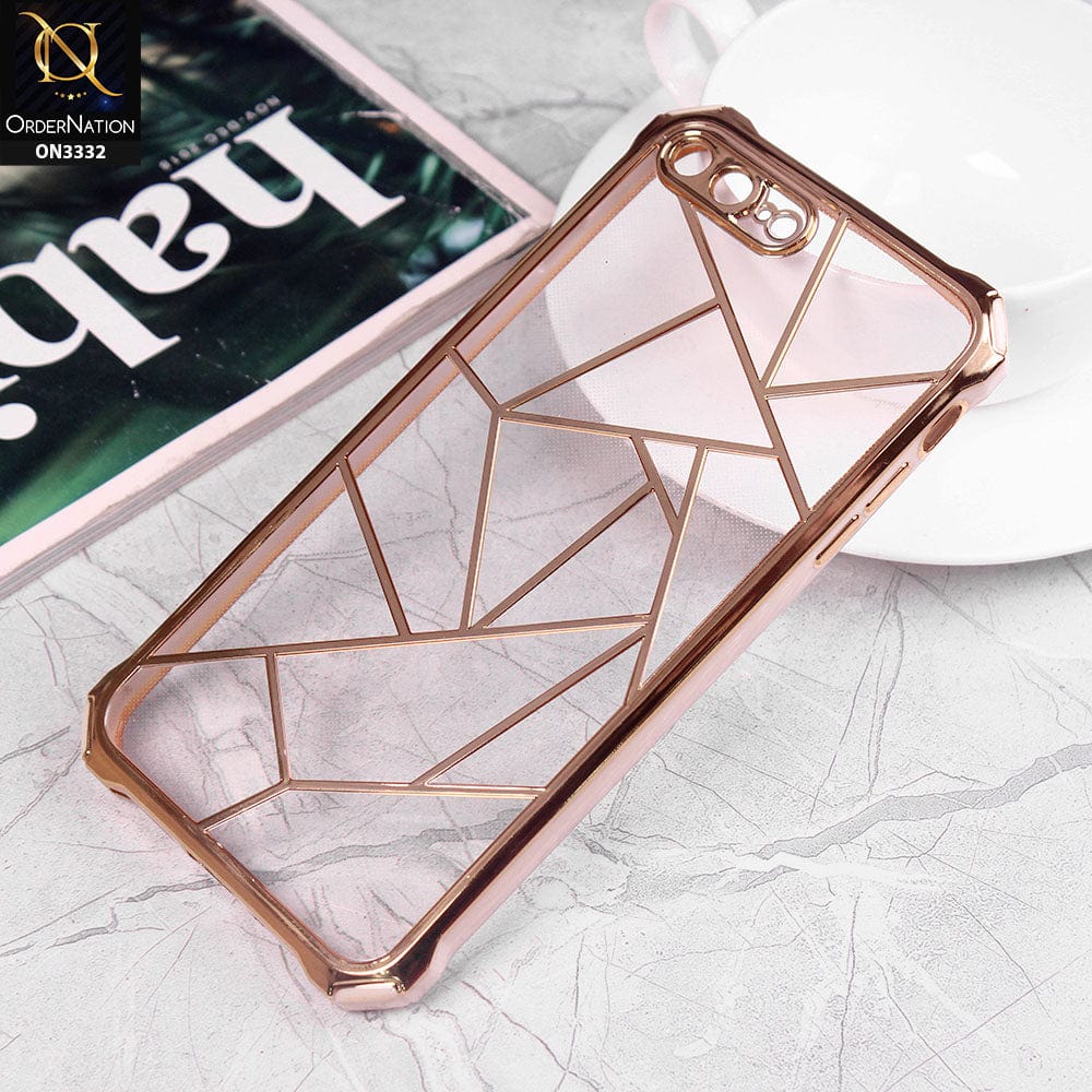 iPhone 8 Plus / 7 Plus Cover - White -  Smart Mosaic Marble color Borders Transparent Soft Case