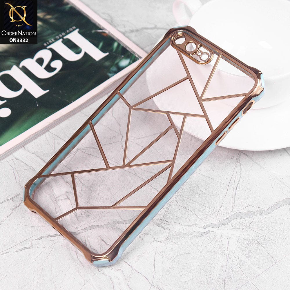 iPhone 8 Plus / 7 Plus Cover - Sky Blue -  Smart Mosaic Marble color Borders Transparent Soft Case