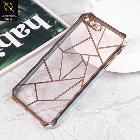 iPhone 8 Plus / 7 Plus Cover - Sky Blue -  Smart Mosaic Marble color Borders Transparent Soft Case