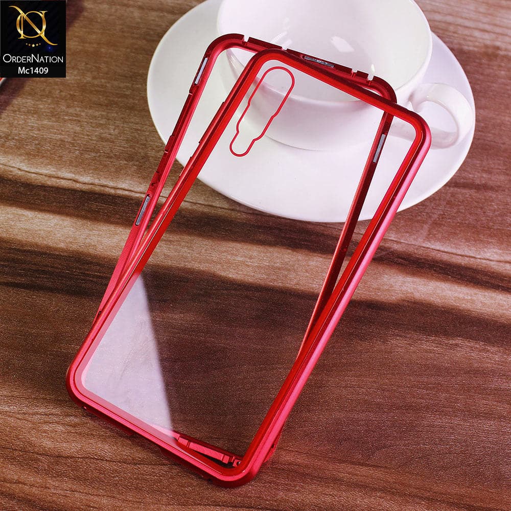 Huawei P20 Pro - Red - Luxury HQ Magnetic Back Glass Case - No Glass On Screen Side