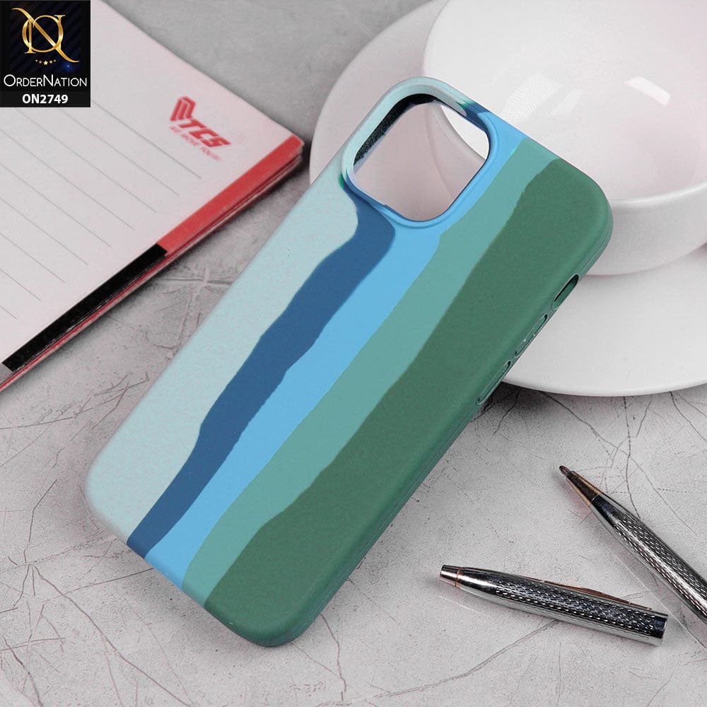 iPhone 13 Mini Cover - Green - V2 - Rainbow Series Liquid Soft Silicon Case