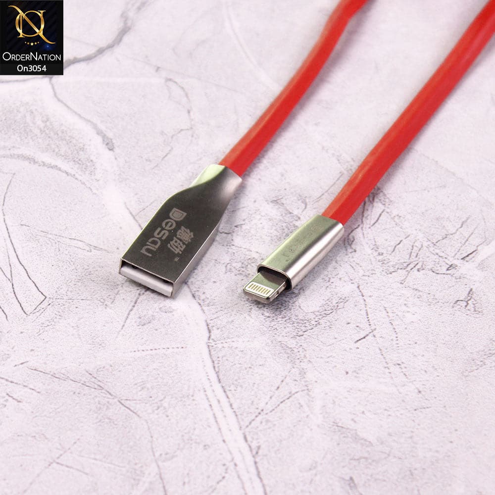 Red - 1M - Lightning Zinc Alloy Fast Charging TPE Usb Data Cable