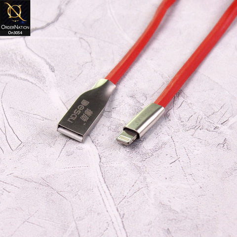 Red - 1M - Lightning Zinc Alloy Fast Charging TPE Usb Data Cable