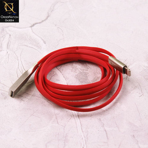 Red - 1M - Lightning Zinc Alloy Fast Charging TPE Usb Data Cable