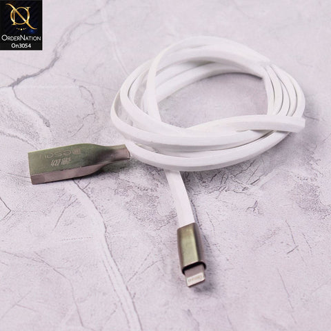 White - 1M - Lightning Zinc Alloy Fast Charging TPE Usb Data Cable