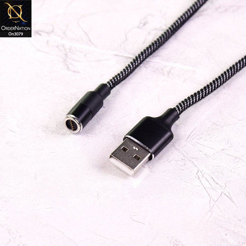 Black - 3A Magnetic Led Indicator Fast Charging Data Cable