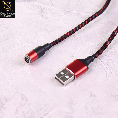 Red - 3A Magnetic Led Indicator Fast Charging Data Cable