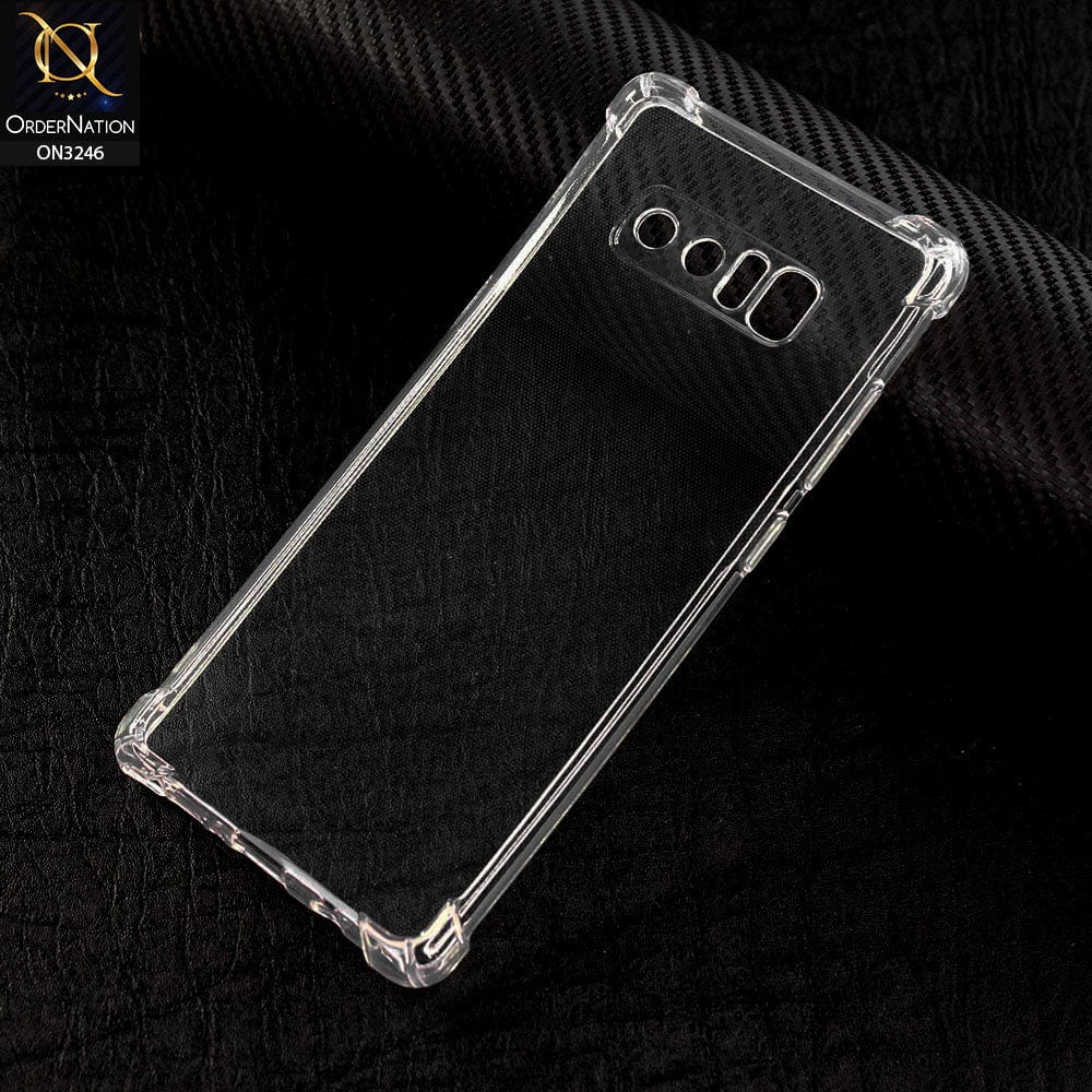 Samsung Galaxy Note 8 Cover - Transparent - Soft 4D Design Shockproof Silicone Transparent Clear Camera Protection Case