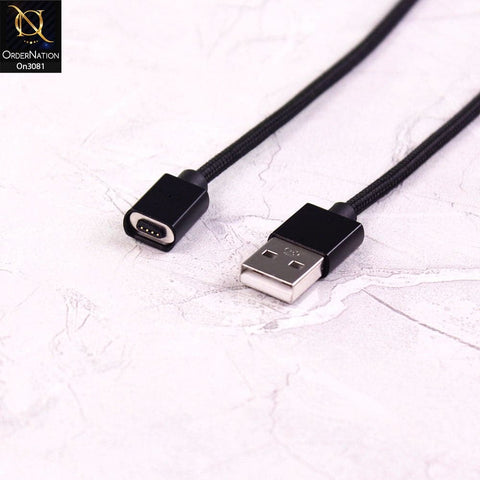 Black - Qualcomm 3.0 Led Indicator Magnetic Fast Charging Data Cable