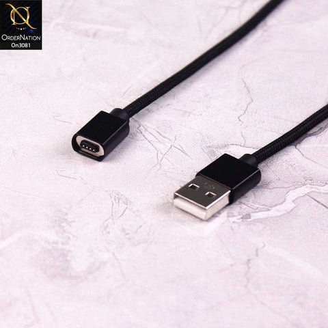 Black - Qualcomm 3.0 Led Indicator Magnetic Fast Charging Data Cable