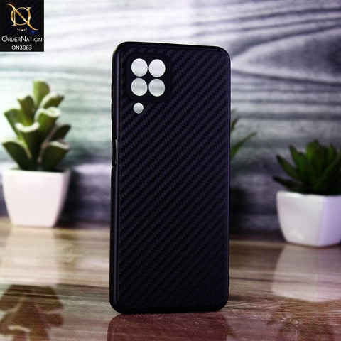 Samsung Galaxy M22 Cover - Black - Carbon Fiber Camera Protection Soft Case