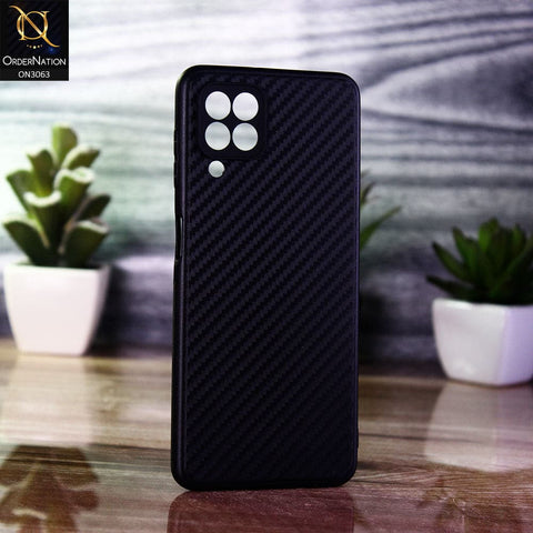 Samsung Galaxy A22 Cover - Black - Carbon Fiber Camera Protection Soft Case