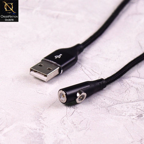 Black - 2 Way Fast Charging Magnetic Cable 90 Degree Elbow Design