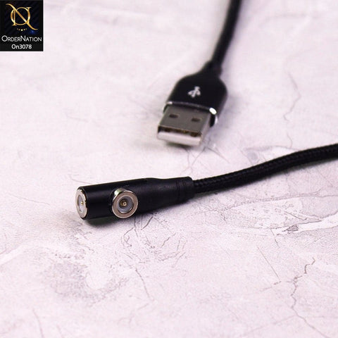 Black - 2 Way Fast Charging Magnetic Cable 90 Degree Elbow Design