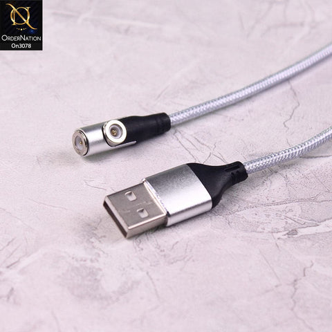 Gray - 2 Way Fast Charging Magnetic Cable 90 Degree Elbow Design