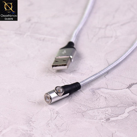 Gray - 2 Way Fast Charging Magnetic Cable 90 Degree Elbow Design