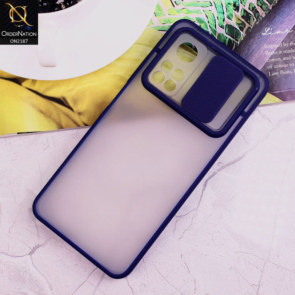 Xiaomi Mi 10T Cover - Blue - Translucent Matte Shockproof Camera Slide Protection Case