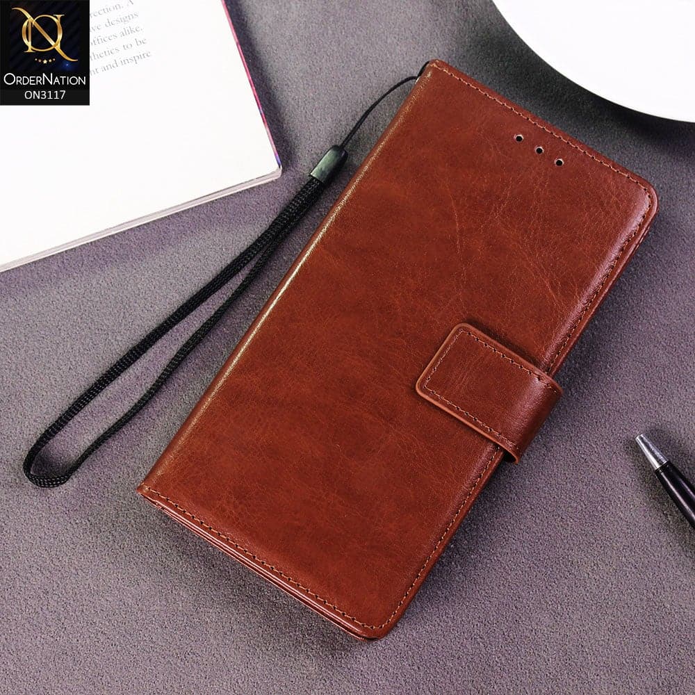 iPhone XS / X Cover - Brown - Shockproof Leather Magnetic Kickstand Wallet Flipbook With Card Holder Slots Case