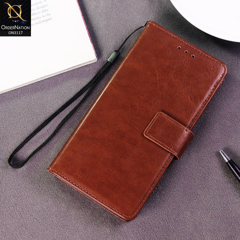 iPhone XS / X Cover - Brown - Shockproof Leather Magnetic Kickstand Wallet Flipbook With Card Holder Slots Case