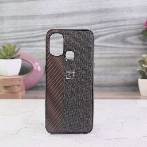 OnePlus Nord N100 Cover - Brown - New Dual Tone Fabric Style Soft TPU Case With Camera Protection
