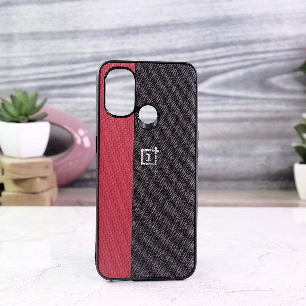 OnePlus Nord N100 Cover - Red - New Dual Tone Fabric Style Soft TPU Case With Camera Protection