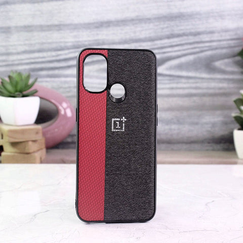 OnePlus Nord N100 Cover - Red - New Dual Tone Fabric Style Soft TPU Case With Camera Protection