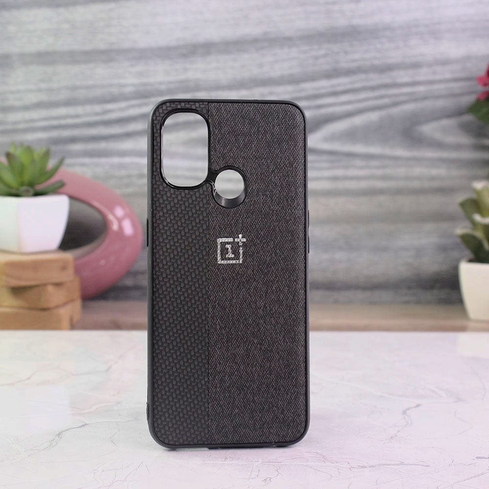 OnePlus Nord N100 Cover - Black - New Dual Tone Fabric Style Soft TPU Case With Camera Protection