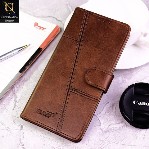 Xiaomi Redmi Note 8 Cover - Brown - Tango Business Leather Flip Book Case