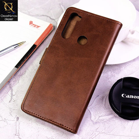 Xiaomi Redmi Note 8 Cover - Brown - Tango Business Leather Flip Book Case