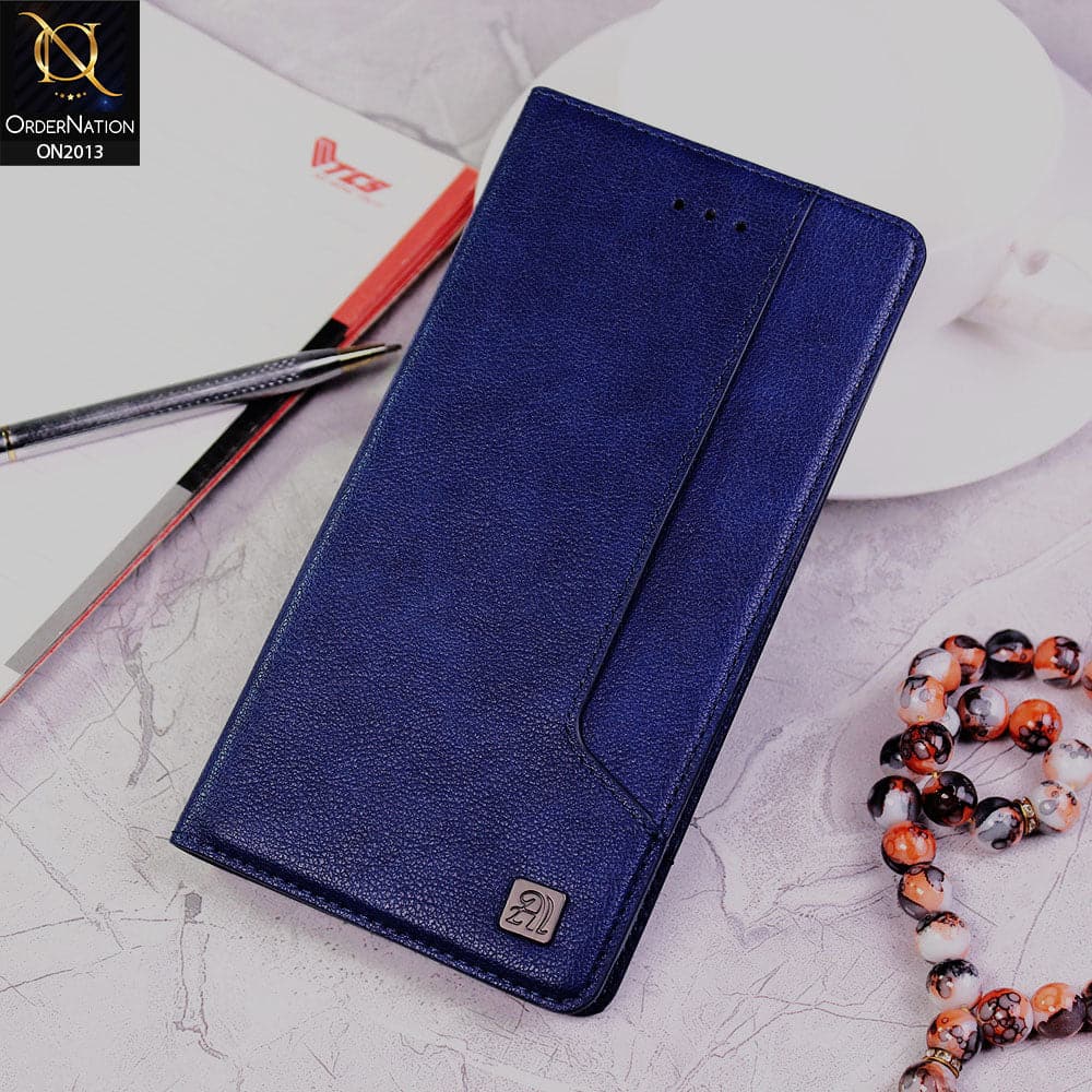 Luxury Adannu Leather Texture Card SLot Flip Book Case For iPhone 8 Plus / 7 Plus - Blue