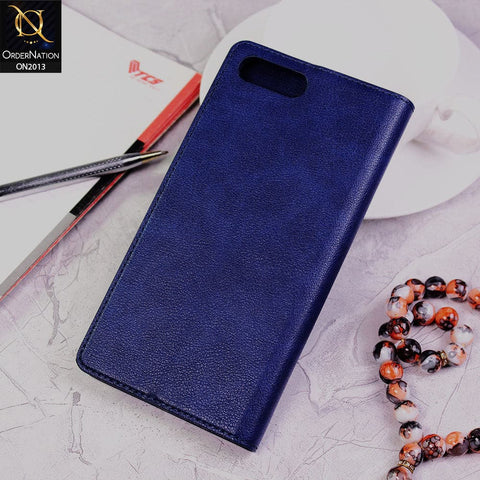 Luxury Adannu Leather Texture Card SLot Flip Book Case For iPhone 8 Plus / 7 Plus - Blue