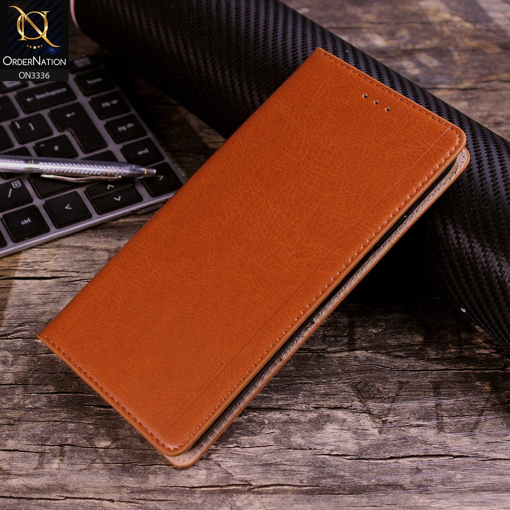 iPhone 11 Pro Max Cover - Mustard - Rich Boss Leather Texture Soft Flip Book Case