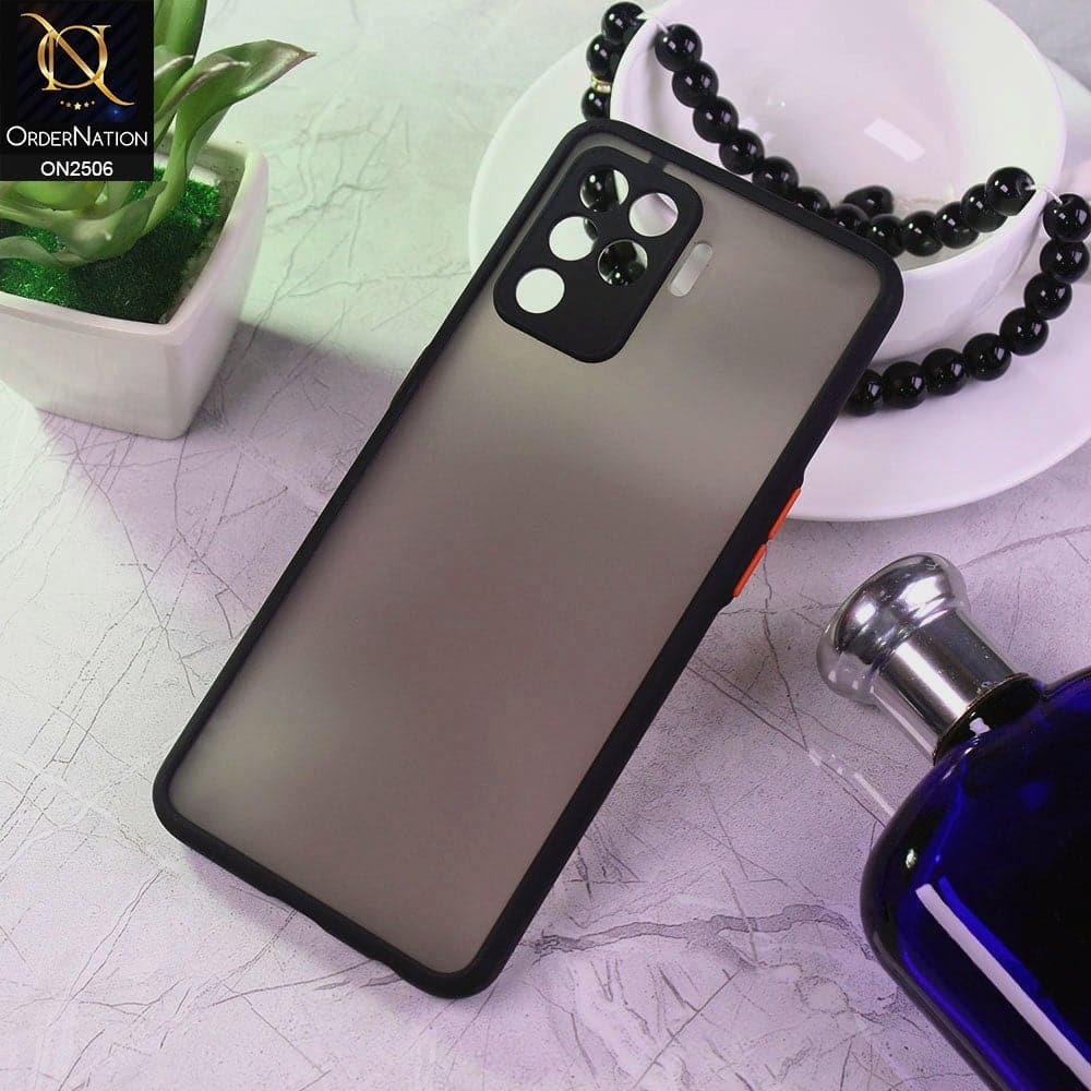 Oppo F19 Pro Cover - Black - New Semi Tranparent Color Borders Matte Hard PC Protective Case