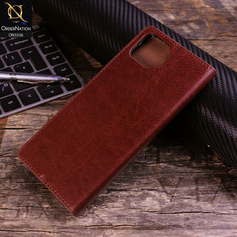 Oppo A73 Cover - Dark Brown - Rich Boss Leather Texture Soft Flip Book Case