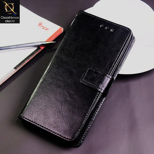 Samsung Galaxy A72 Cover - Black - Shockproof Leather Magnetic Kickstand Wallet Flipbook With Card Holder Slots Case
