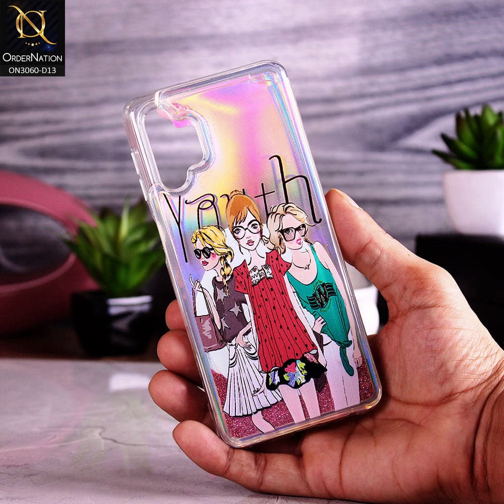 Samsung Galaxy A32 Cover - Design 13 - Trendy Moving Liquid Glitter Shine Soft Borders Case