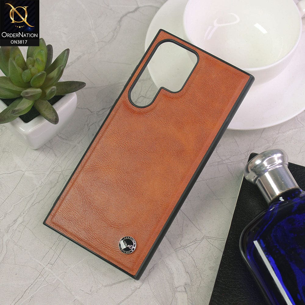 Samsung Galaxy S23 Ultra 5G Cover - Brown - Keephone Premium Leather Case FengShang Series