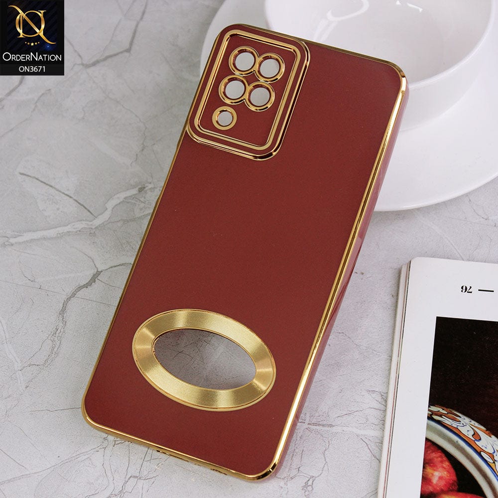 Samsung Galaxy A12 Cover - Maroon - All New Electroplating Borders With Logo Hole Protective Soft Silicon Case