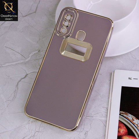 Samsung Galaxy A20 Cover - Mauve - All New Electroplating Borders With Logo Hole Protective Soft Silicon Case