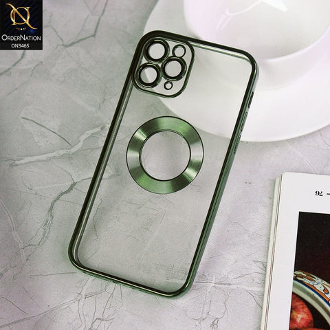 iPhone 11 Pro Cover - Green - Soft Color Borders Logo Hole With Camera Protection Clear Back Case