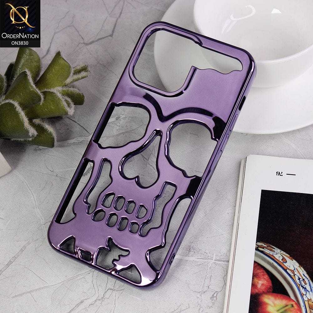 iPhone 14 Pro Max Cover - Purple -  Electroplating Hollow Shell Soft Borders Case