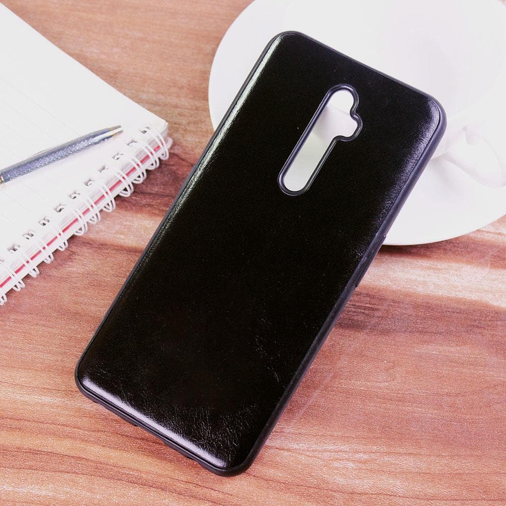 Oppo Reno 2Z Cover - Black - Leather Texture Soft TPU Case