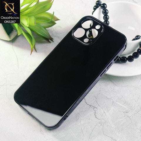 iPhone 13 Pro Max Cover - Black - Shiny Tempered Glass Camera Protection Soft Case