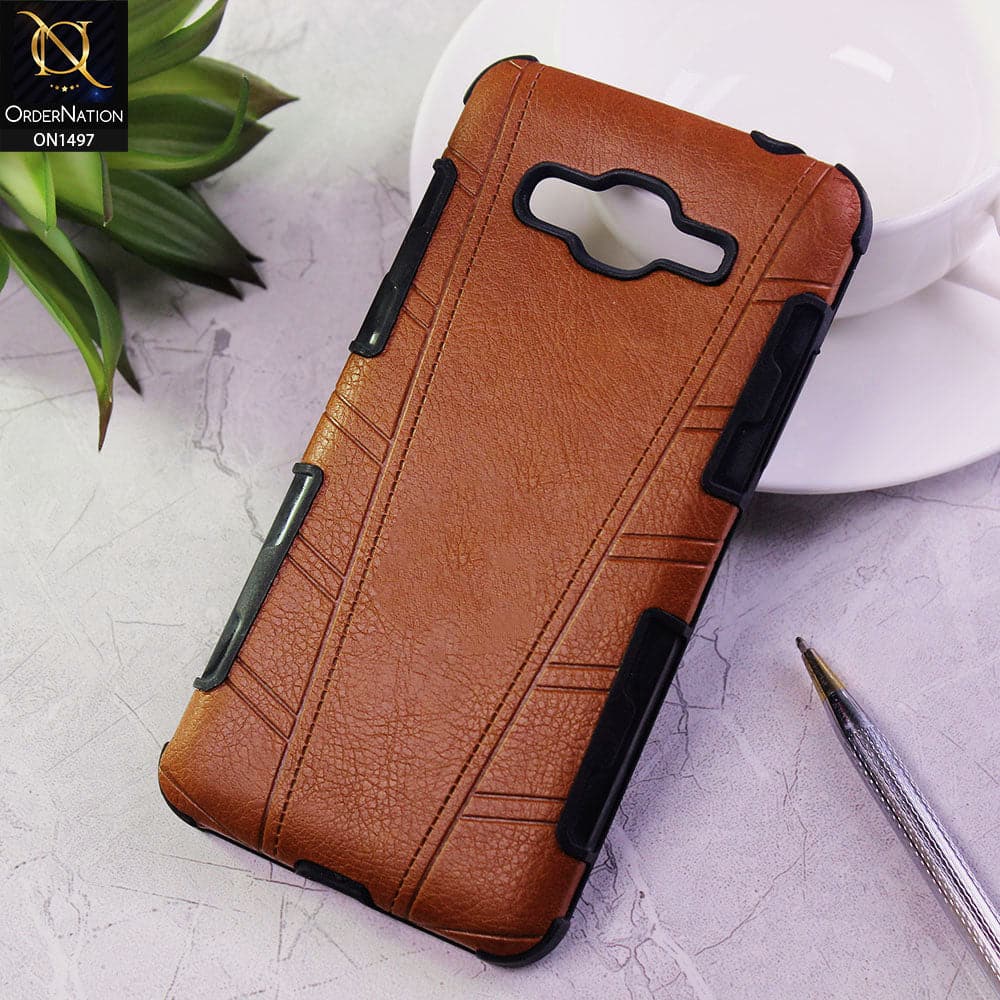 Samsung Galaxy Grand Prime Pro / J2 Pro 2018 Cover - Brown - Luxury Soft Leather Raxine Case