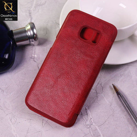 Samsung Galaxy S7 Cover - Red - G-Case PU Leather Wallet Luxury Case