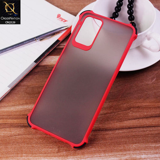 Infinix Note 8i Cover - Red - Translucent Matte Shockproof Camera Ring Protection Case
