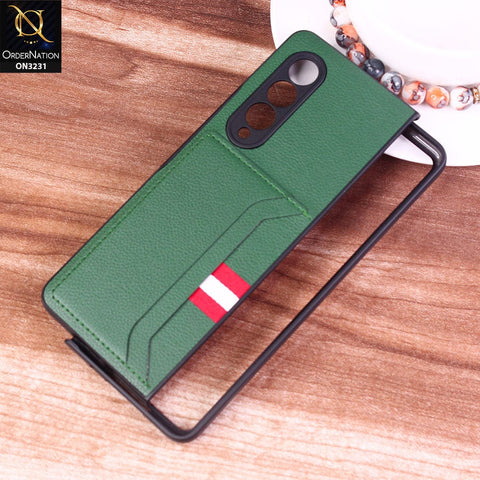 Samsung Galaxy Z Fold3 5G Cover - Green - Leather Texture With Card Holder Cases