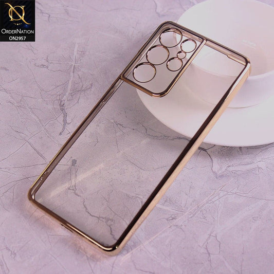 Samsung Galaxy S21 Ultra Cover - Golden - J-Case Soft Color Borders Camera Protection Clear Back Case