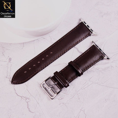 Apple Watch Series 4 (44mm) Strap - Dark Brown - Soft Plain Leather Watch Strap - (Watch not included)